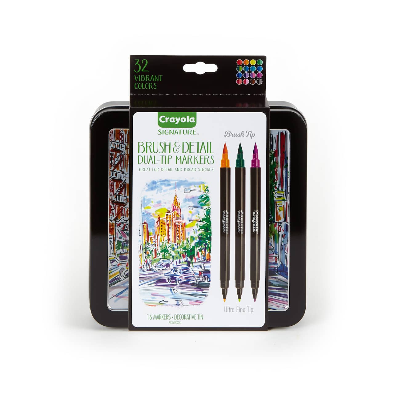 6 Packs: 16 ct. (96 total) Crayola&#xAE; Signature&#x2122; Brush &#x26; Detail Dual-Tip Markers